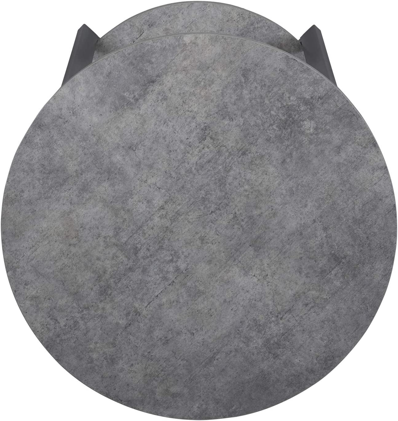 Jamestown round Side End Table with Storage Shelf Rustic Slate Concrete and Black Metal